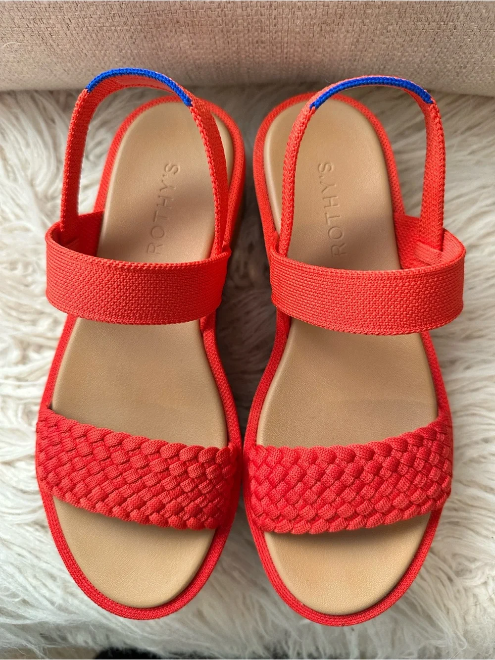 Rothy's The Lightweight Wedge Platform Sandal in Red Hot ♥️ Women’s size 6.5 - Picture 1 of 12